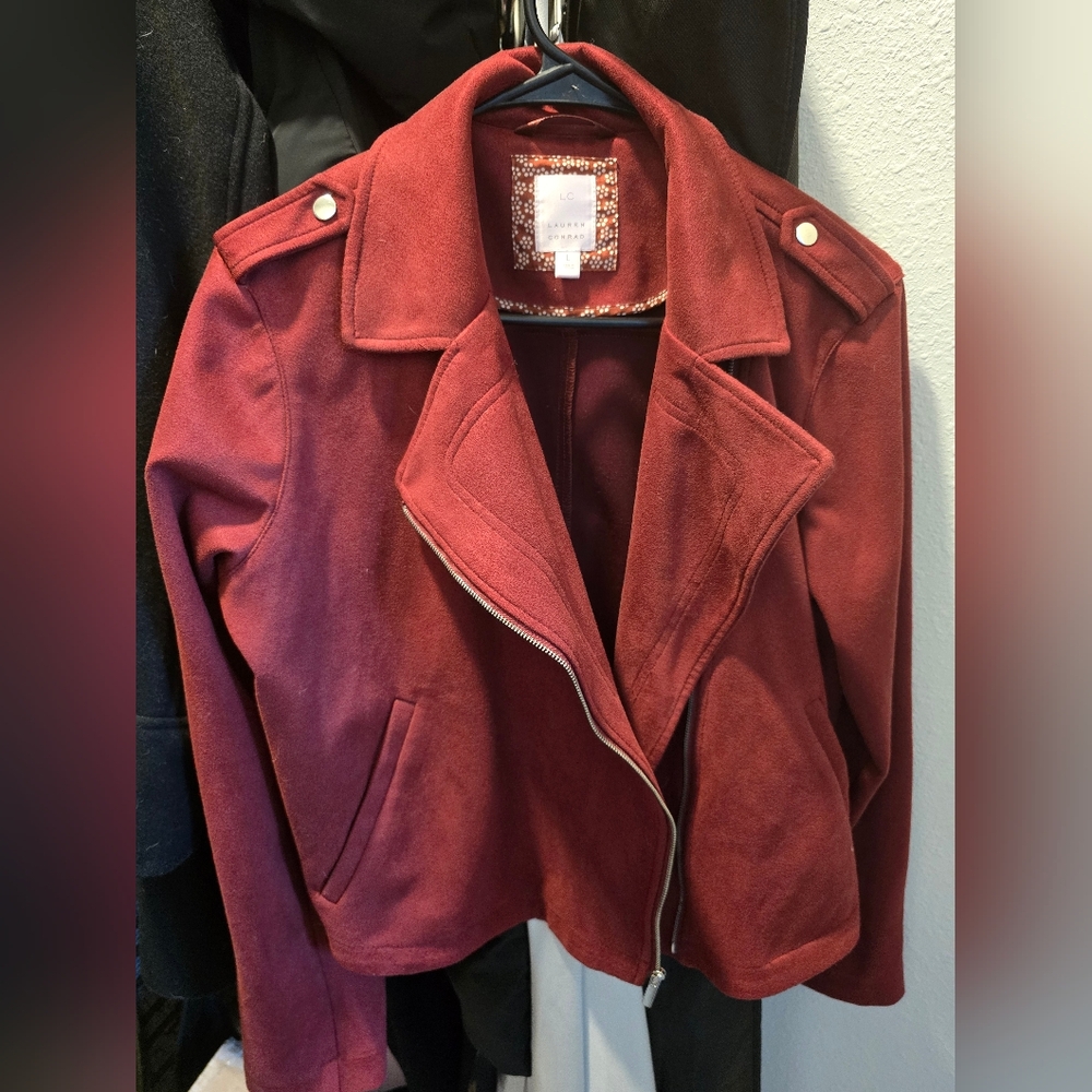 LC Lauren Conrad Deep Red Bomber Jacket